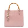 V73 pink perla hand bag zip zipped and open pocket adaptable and removable strap frontal logo charm