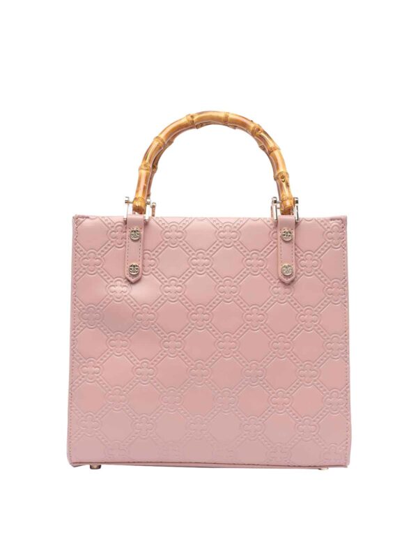 V73 pink perla hand bag zip zipped and open pocket adaptable and removable strap frontal logo charm - Imagen 2